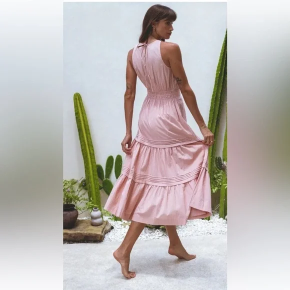 knee length dresses for ladies Maylé Vásquez Peñon Off-White Midi Dress